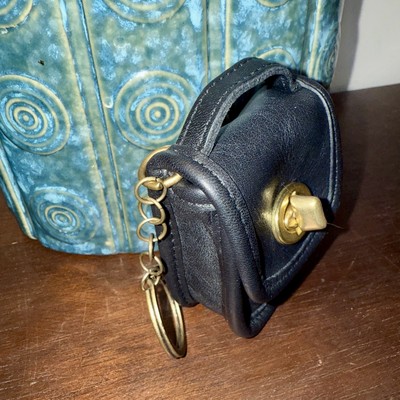 Rare Coach Mini Station Bag Charm/Key Chain Fob Coin Purse Turn