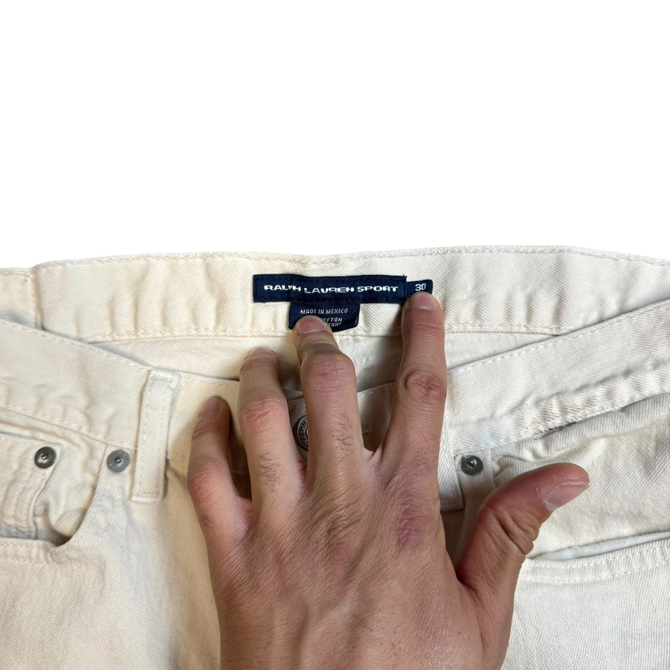 Pantalones de mezclilla deportivos Ralph Lauren vintage para hombre 30 crema pierna recta EE. UU. Foto 3 de 4