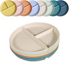 Divided Plates for Adults 8 Packs , Unbreakable Portion Control Plate Sectioned
