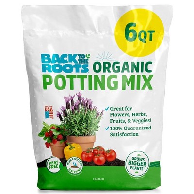 Back to The Roots 100% Organic Potting Mix (6 6 Quart, Premium