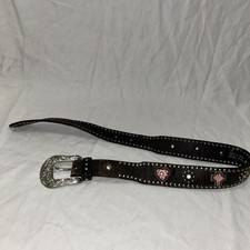 Nocona Western Boys Belt Size 20 Youth Brown/Black Leather Fabric Inset