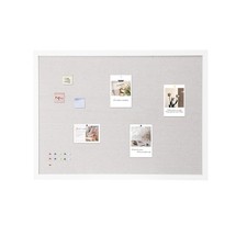 Uimoso 48"x36" White Cork Board with Linen Surface Wall-Mounted Bulletin Board