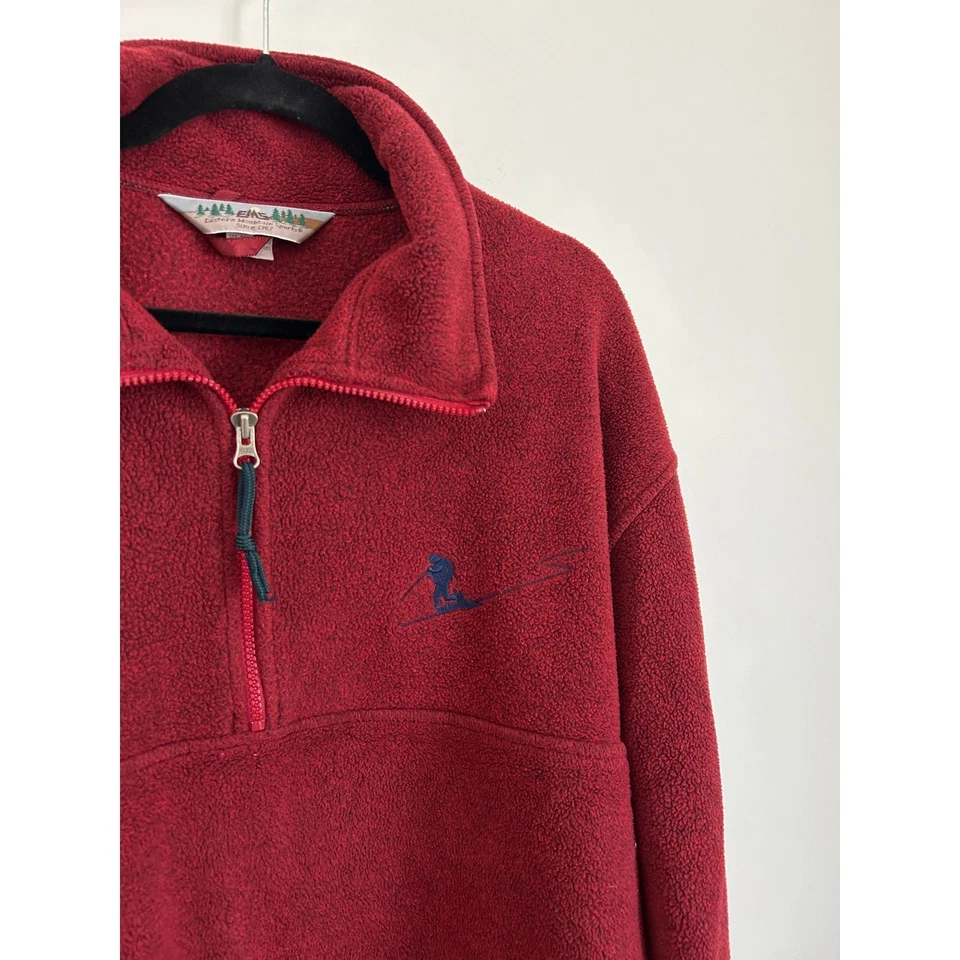 Vintage EMS Burgundy Fleece 1/2 Zip Pullover Sweater Men’s Medium Skier Logo - Image 4 of 4