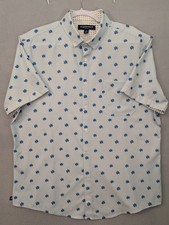 Mizzen  Main Leeward Mens XL Light Blue AOP Geometric Performance Button Down
