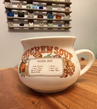 Chicken Soup Recipe Painted White Ceramic Soup Mug with Handle