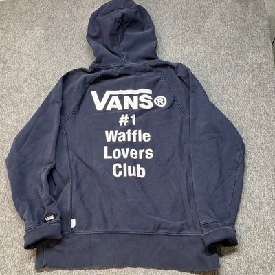 WTAPS x Vans Vault Waffle Lovers Club Hoodie Navy Blue Graphic Pullover Size M