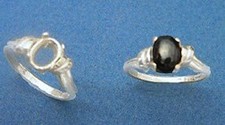 6x4-10x8mm Oval Cab Deco Top Sterling Silver Pre-Notched Ring Setting Size 6-8
