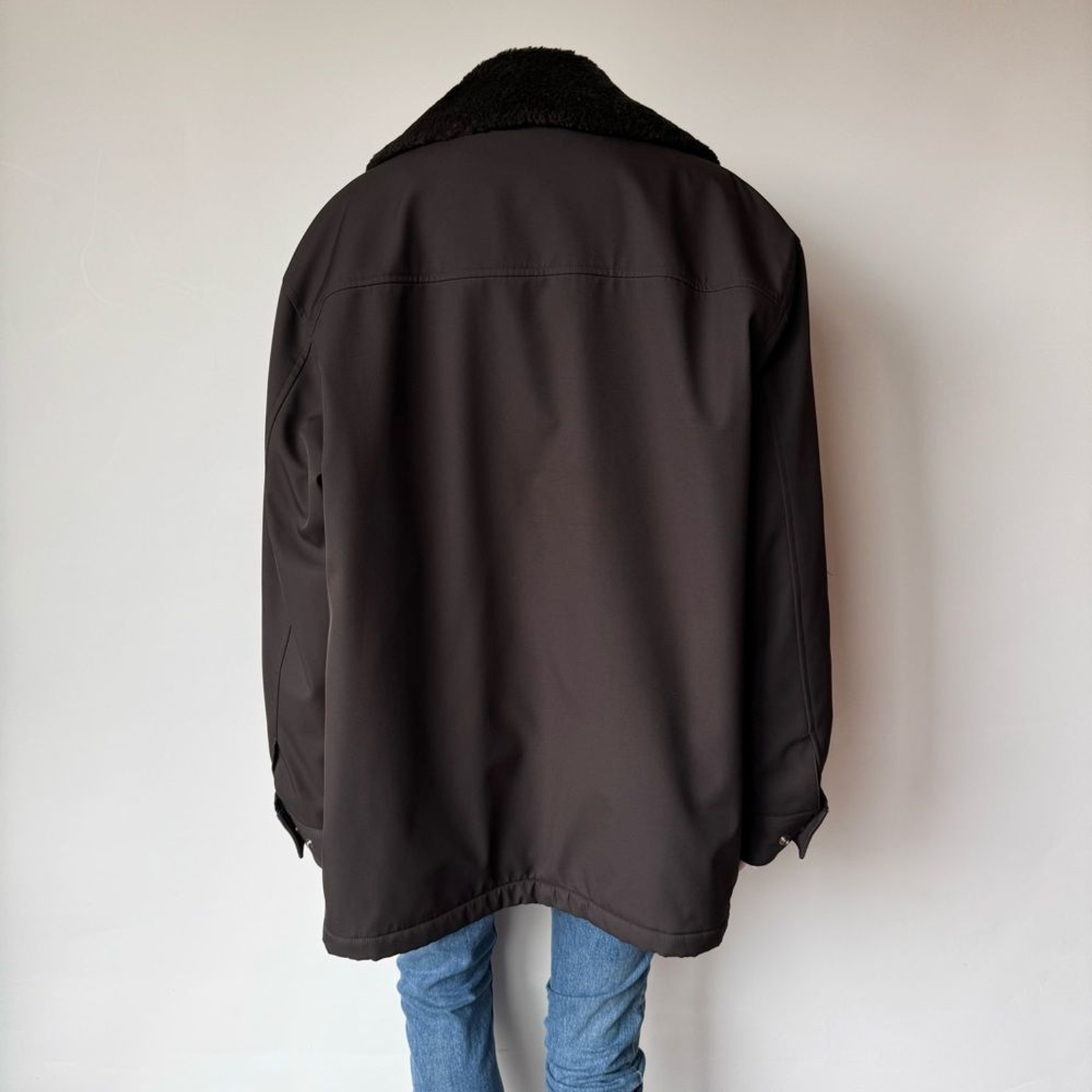 YVES SAINT LAURENT YSL Logo FUR TRIMMED SATIN COAT Parka Jacket image 9