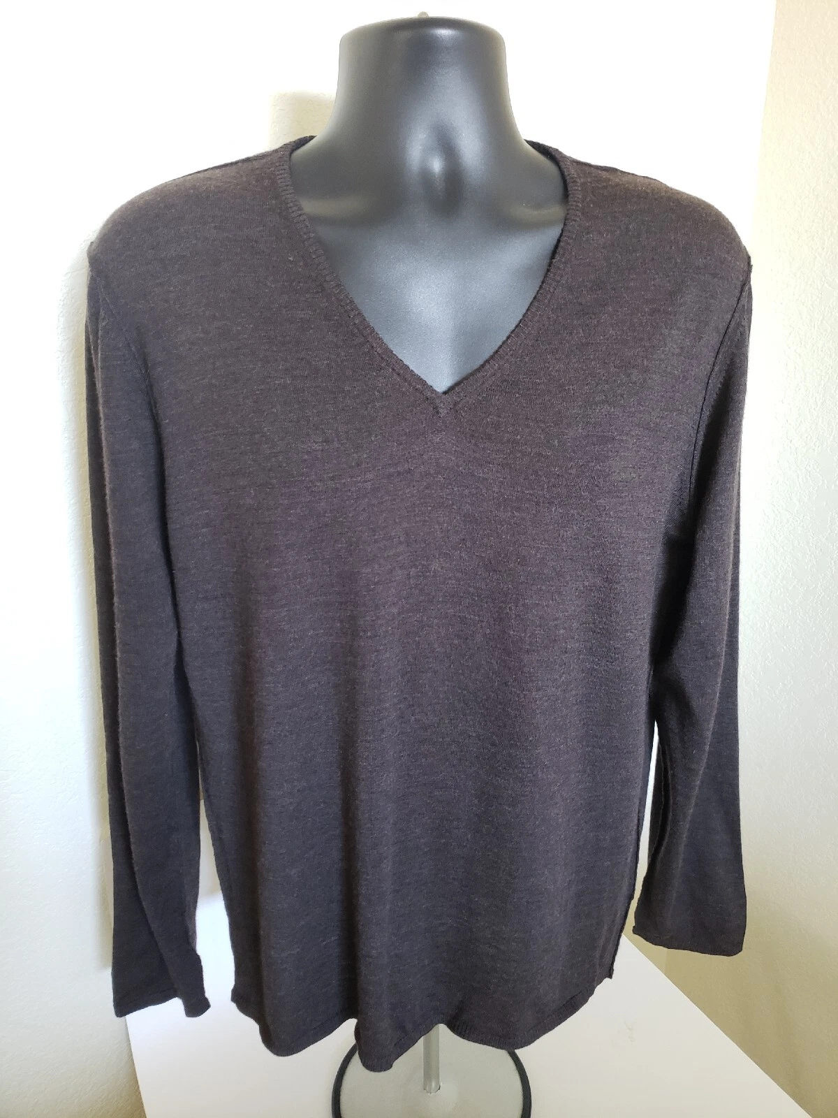 Adam Mens V-Neck Pullover Sweater 100% Wool Size XL