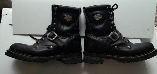 HARLEY-DAVIDSON HIGH TOP MOTOCYCLE BOOTS Black Leather USA 7.5  Women’s Size - Afbeelding 1 van 18