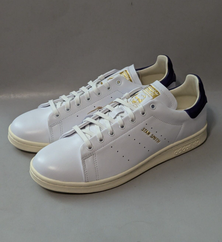 adidas Originals Stan Smith Lux Leather Shoes Mens 9.5 White Purple ID1415 - Picture 4 of 13