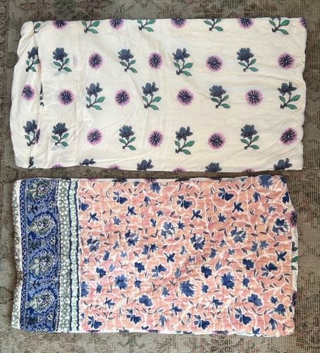2 Anthropologie Livia KING Size Pillow Shams quilted