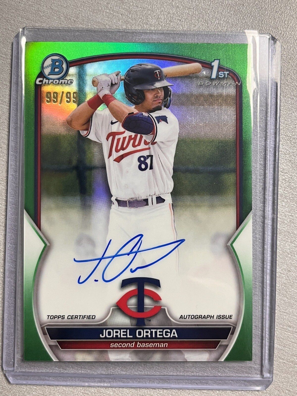 2023 Bowman Chrome 1st Jorel Ortega Green Parallel Auto 99/99 CPA-JORT Twins
