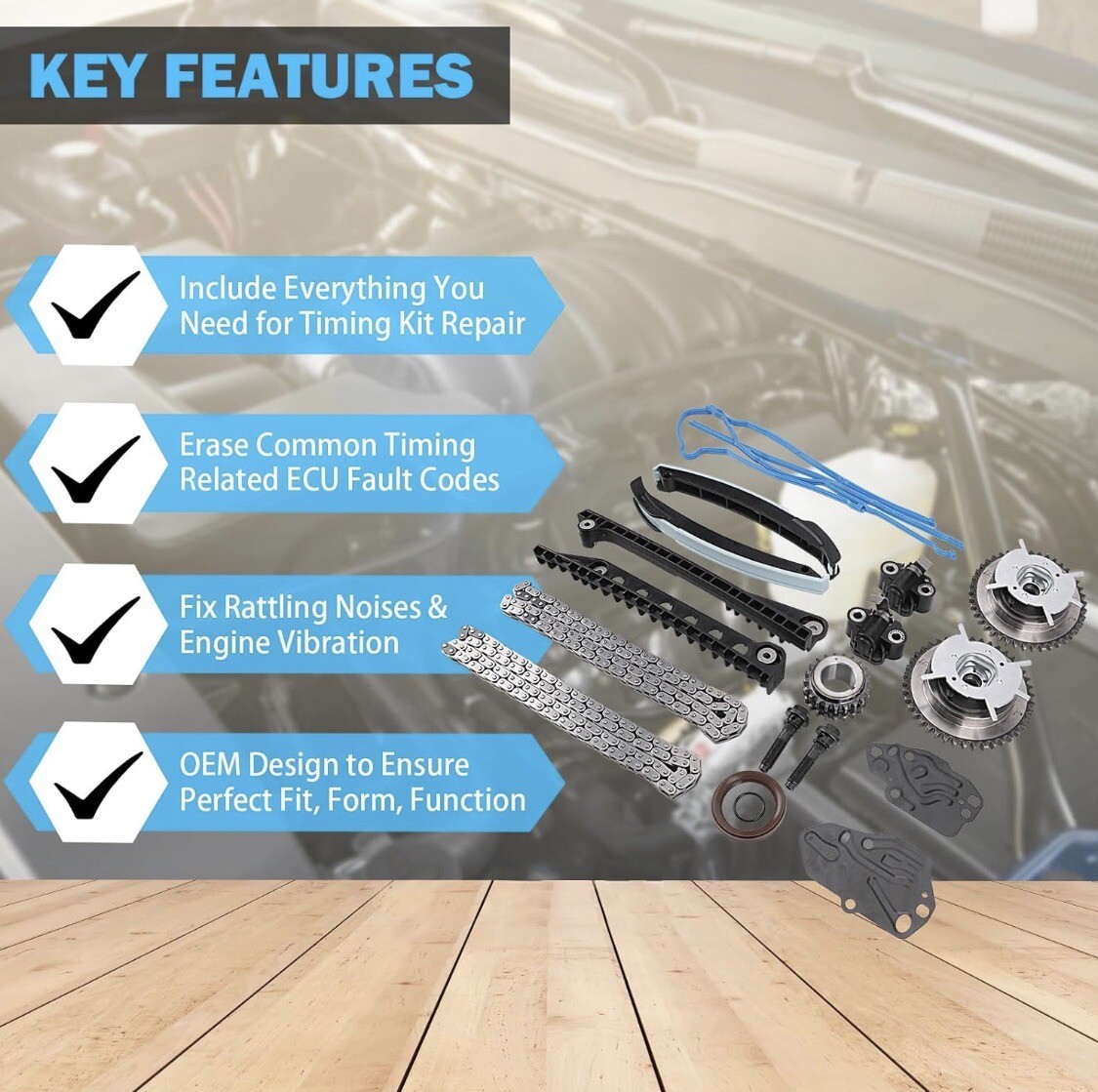 5.4 Timing Chain Kit Cam Phaser Repair Kit for 20052014 Ford F150, F