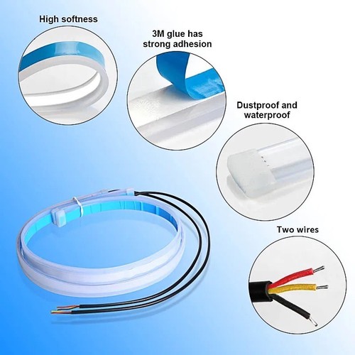 LED Daytime Running Light Strip Flexible Blue DRL Turn Signal 30, 45 Cm - Picture 7 of 9