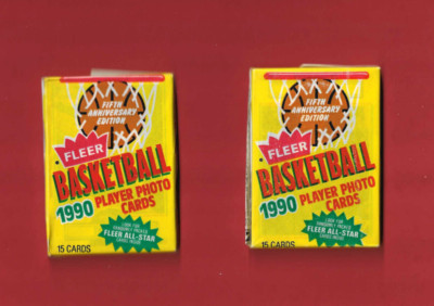 Lot de 2 X Basketball Fleer 1990 Fifth Anniversary sachet pack scelle 15 cartes