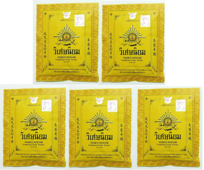 VISET NIYOM 5x40g Toothpaste Traditional Tooth Powder Thai Herbal reduces