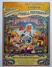 Mystic Pinball FLYER 1980 Original Game Vintage Retro Art Magician Devil Houdini