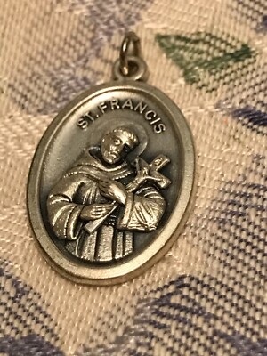 Saint St. Francis - Pray for Us - Italian Silver tone 1 inch Medal 