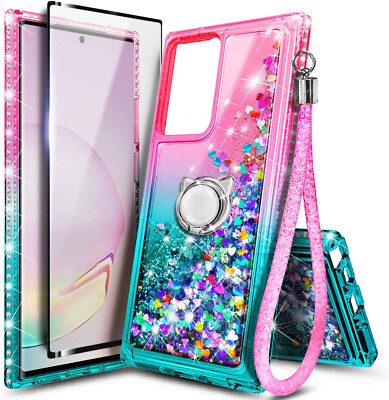 For Samsung Galaxy Note 20 / Note 20 Ultra Glitter Ring Case w/ Screen Protector