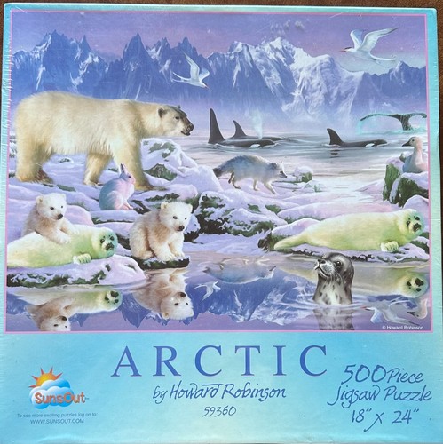 Arctic NEW RARE 500 pc Puzzle Polar Bears Cubs Whales Glaciers Seals Fox Bird - 第 1/7 張圖片