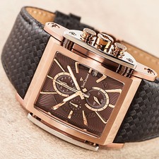 YVES CAMANI ESCAUT Herrenuhr Chronograph Rosegold Braun Edelstahl Lederband Neu