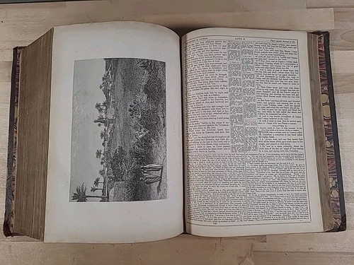 1861 HOLY BIBLE illustrated COLOR MAPS practical devotional FAMILY BIBLE antique - Picture 21 of 24