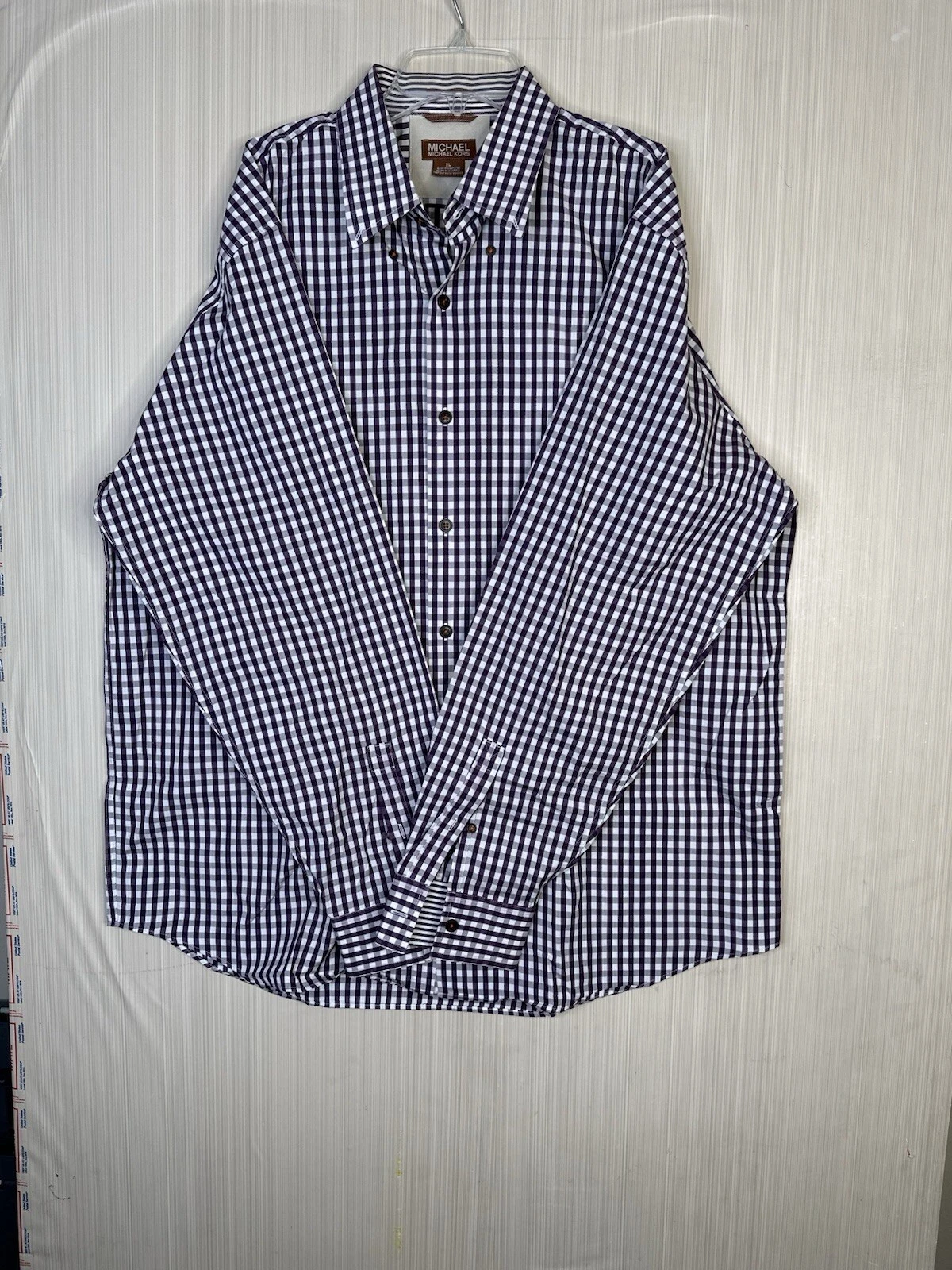 Men's Michael Kors Shirt XL Purple White Striped Button Up 100% Cotton