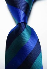 New Classic Striped Blue Light Blue JACQUARD WOVEN Silk Men's Tie Necktie