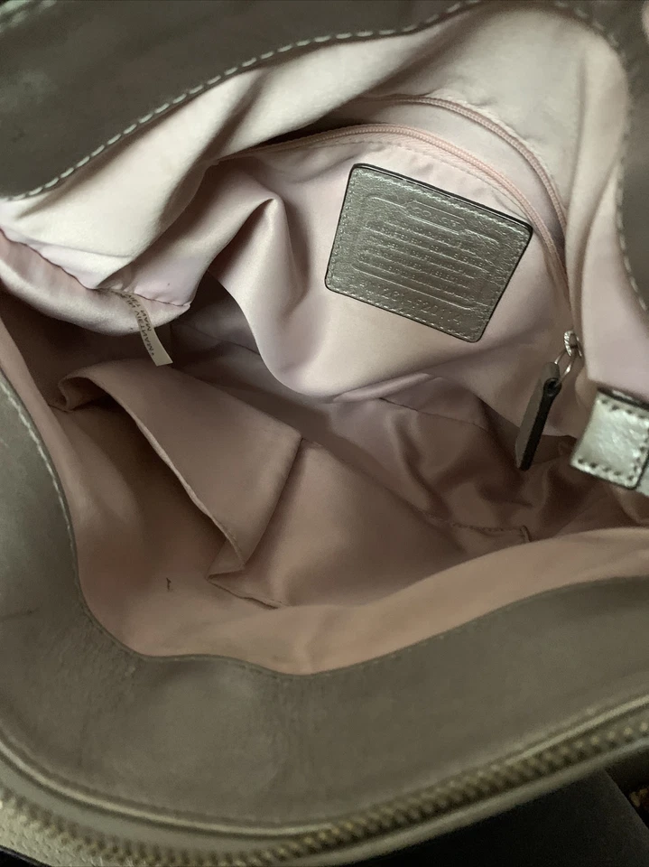 Bolso Bandolera COACH Ashley Cuero Boho Plateado Blanco Hombro Foto 4 de 4