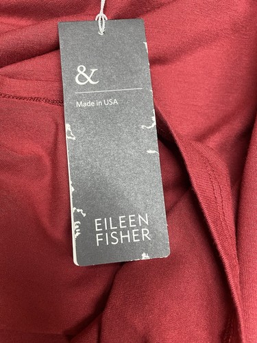 Eileen Fisher Women XS Bateau Neck Top Red Burnt Orange Madrn Viscose Jersey - Picture 7 of 10