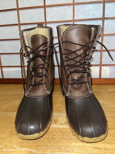 Bean Boots By L.L. Bean Brown Leather/Rubber Fur Lined Mens Size 12M