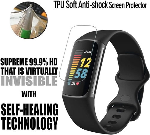 6 Pezzi Pellicola Protettiva per Fitbit Charge 6 / Fitbit Charge 5, Wet Applied - Zdjęcie 4 z 12