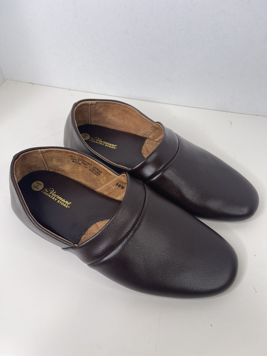 Vermont Country Men\'s Classic Leather Brown Slippers 10W Vermont House Shoes®: Loafer - Tobacco Bison – Johnson  main image 3
