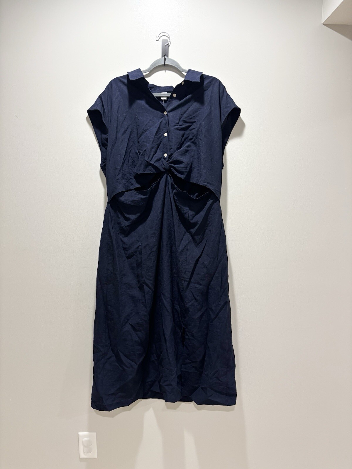 OLD NAVY • Women’s Navy Blue Cutout Midi Shirt Dress Size XXL