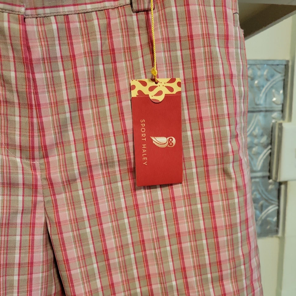 Pantalones Cortos Deportivos Haley Para Mujer Talla 6 Rosa A Cuadros Elastizados Bermudas Informales Golf Foto 2 de 3
