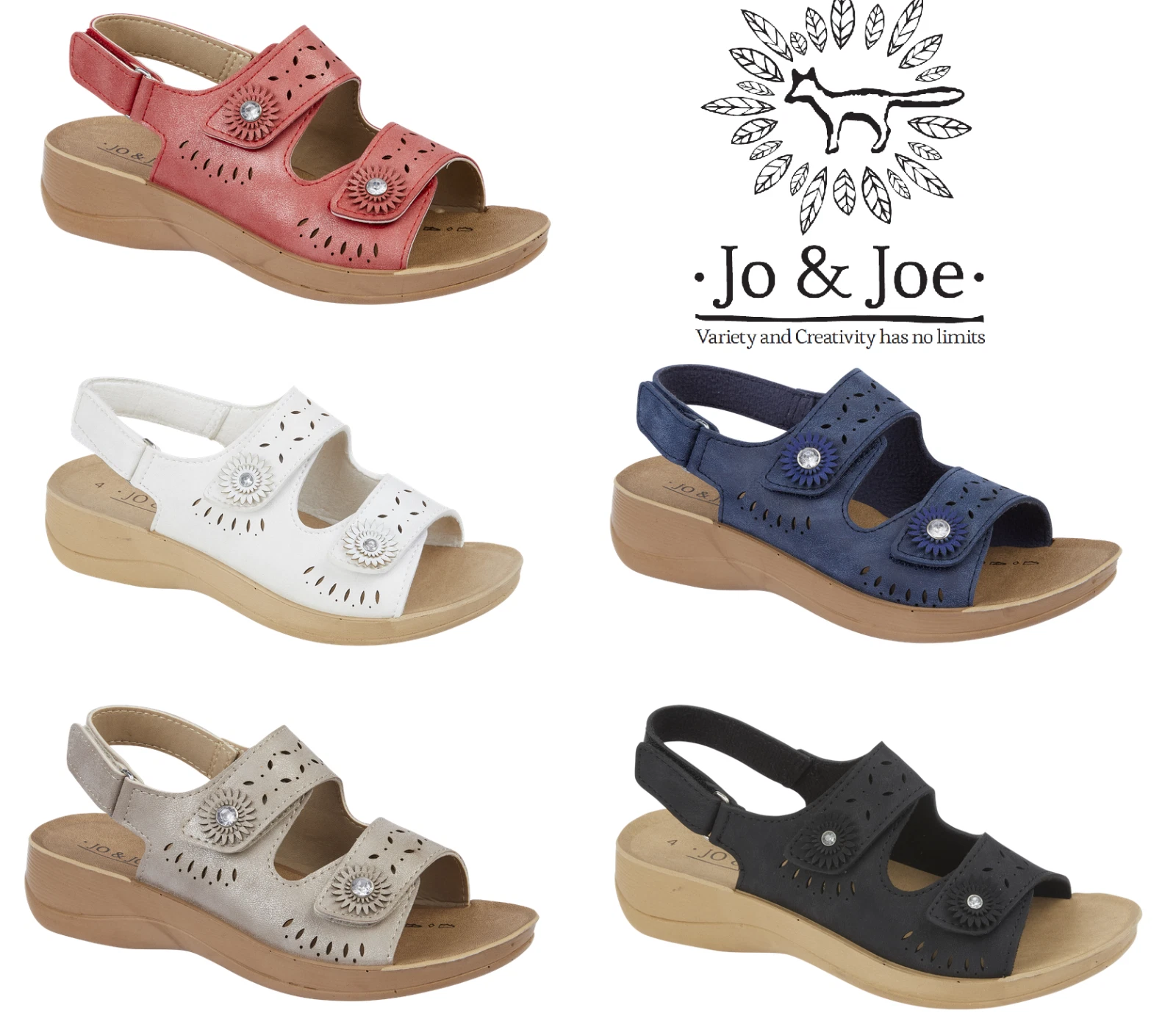 Jo and Joe Grenada Womens Sandals Ladies Heel Strap Comfort Summer Sandals