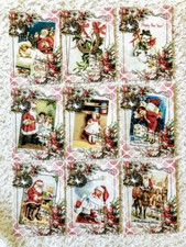 9 Cards Vintage Christmas Winter Handmade Pocket Pen Pal Inserts only 250N