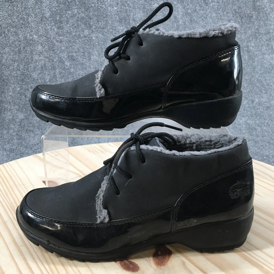 Totes Boots Womens 8 M Ankle Rain 120337 Black Faux Leather Faux Fur Waterproof - Image 2 of 4