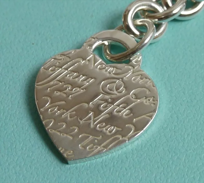 Autentico portachiavi Tiffany & Co. note di cuore argento sterling #10024 - Immagine 4 di 4