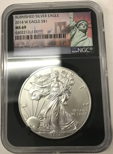 2014 W $1 Burnished Silver Eagle NGC MS69