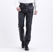 New Spring/Fall Men's Faux Leather Pants Windproof Casual Trousers PU Pants Gift