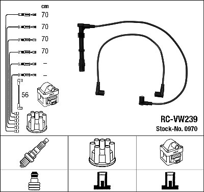 NGK Ignition Cable Kit Black For AUDI 100 Avant VW Golf Mk1 Mk2