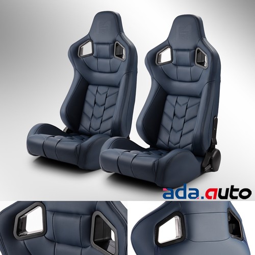 Unverisal Pure Series PVC Reclinable Blue Racing Seats W/Slider Left