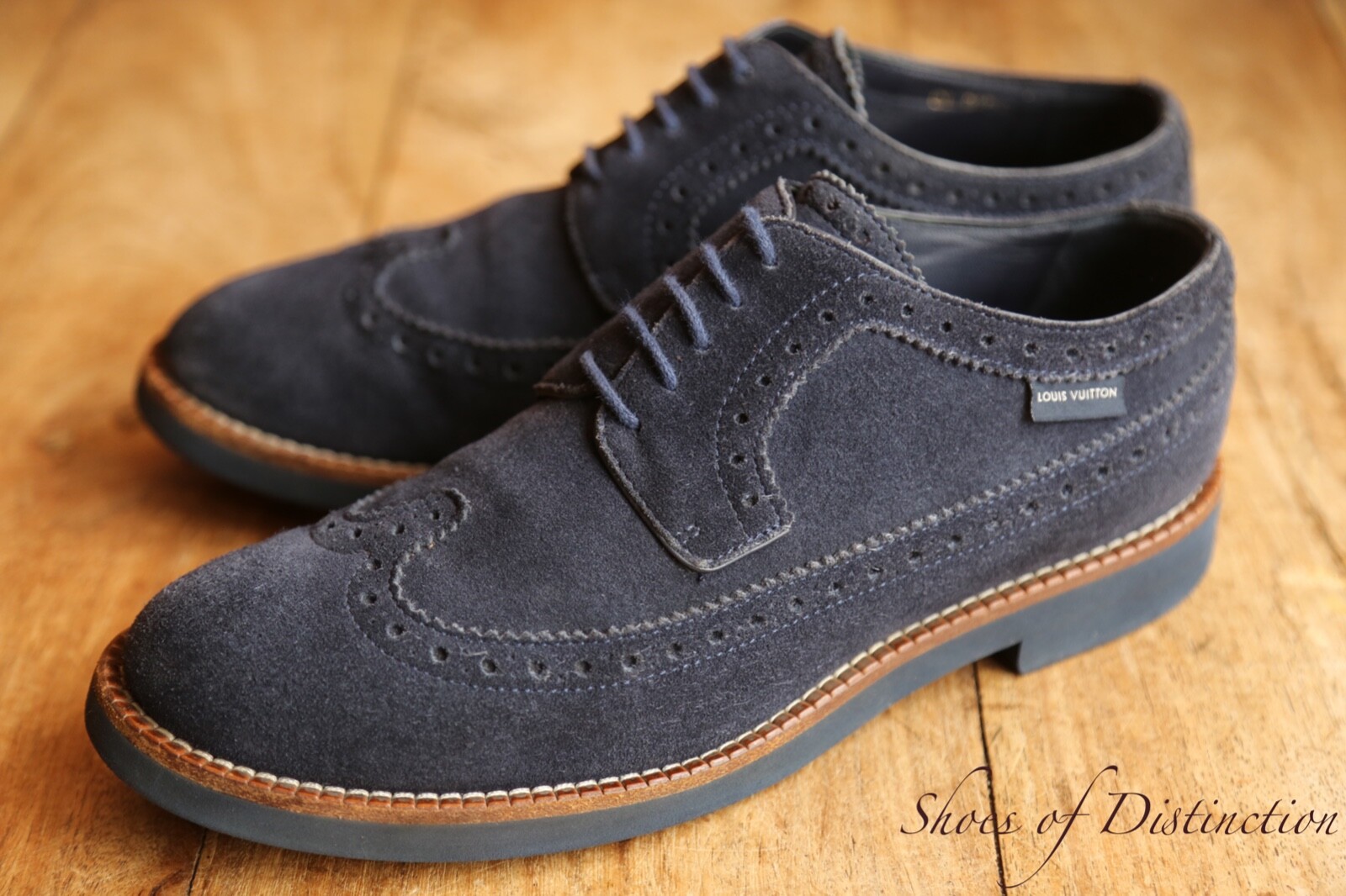 Louis Vuitton Blue Brogue Derby Suede Shoes Ladies UK… Gem