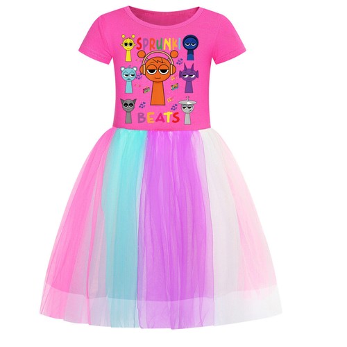 Kids Girls Sprunki Costume Rainbow Stars Tutu Skirts Birthday Party Fancy Dress - Picture 63 of 72