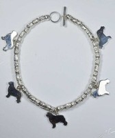 Silbernes Interlock-Armband, Mit AnhäNger Silhouetten Von NeufundläNder Hund Luc