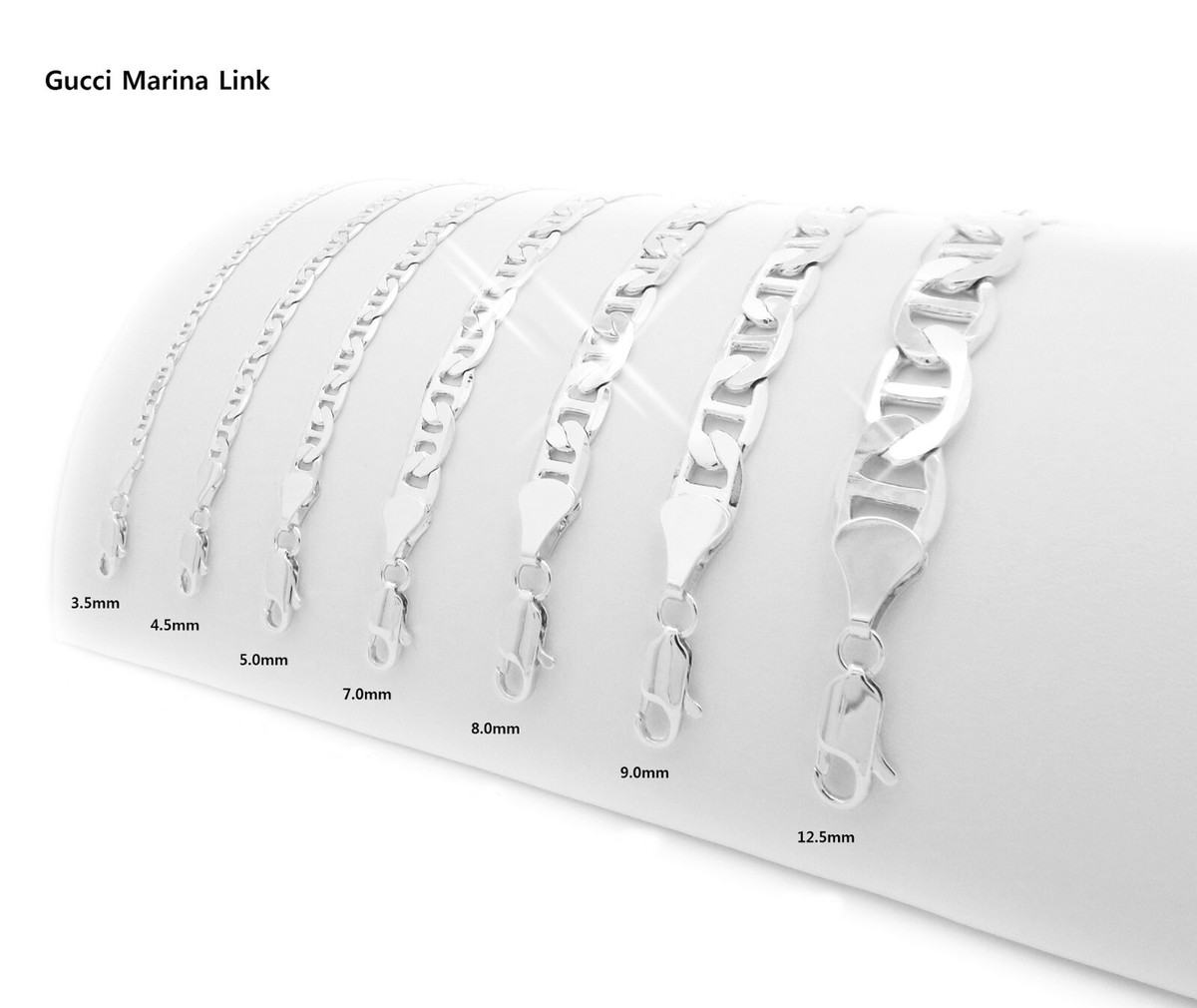 14k Silver Plated Unisex Gucci Shape Marina link Chain Necklace