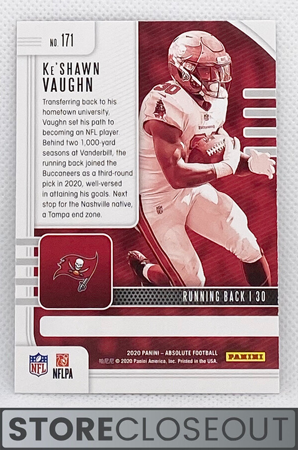 2020 Panini Absolute #171 Ke'Shawn Vaughn Parallel Rookie Tampa