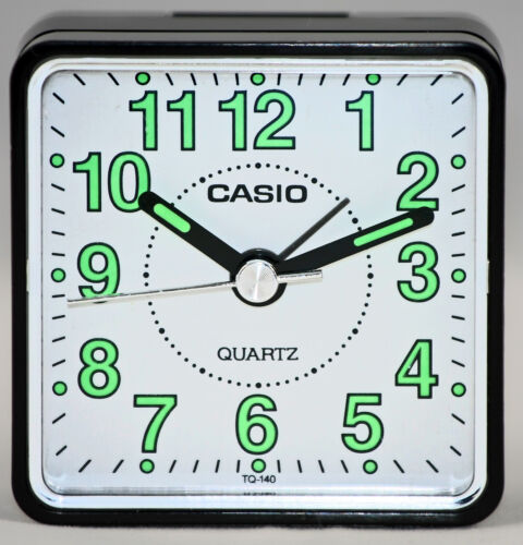Casio TQ140-1B Travel Desk Quartz Alarm Clock Neobrite Resin Case w Battery New - Picture 4 of 7